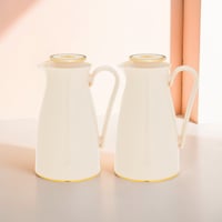 طقم ترمس ألاسكا قطعتين لون بيج مع ذهبي