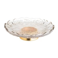 صحن تقديم هوست زجاج بقاعدة ذهبي فاخر