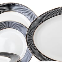 طقم سفرة بورسلين 22 قطعة أسود ذهبي