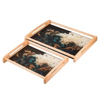 طقم تباسي خشب موديرن تركي مع سطح زجاجي مكون من 2 ق...