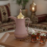 ترمس الدلة من ألاسكا 1 لتر لون وردي مع ذهبي