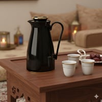 ترمس ألاسكا 1 لتر لون أسود مع ذهبي