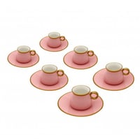 طقم فناجين قهوة تركي لوتس وردي 12 قطعة