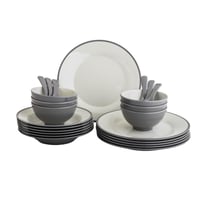 طقم عشاء ميلامين 24 قطعة 6 أشخاص لون رمادي