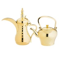 طقم دلة قهوة مع براد شاي ستيل فاخر ذهبي