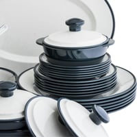 طقم عشاء ميلامين 57 قطعة 6 اشخاص لون كحلي