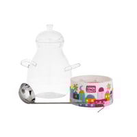 جرة فول زجاج صغيرة مع قاعدة رمضانية ملونة , مقاس 2...