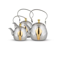 طقم براد شاي ستيل يد علوي 3 قطع ذهبي