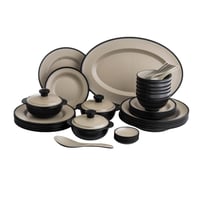 طقم عشاء ميلامين 40 قطعة 6 أشخاص لون بيج