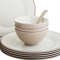 طقم عشاء ميلامين 24 قطعة 6 أشخاص لون بيج