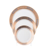 طقم سفرة بورسلين مطلي ذهبي 100 قطعة