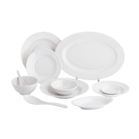 طقم عشاء ميلامين 40 قطعة 6 أشخاص لون أبيض