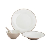 طقم عشاء ميلامين 24 قطعة 6 أشخاص لون بيج