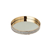 صينية تقديم مراية دائري ذهبي 30 سم