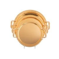 طقم صواني تقديم 3 قطع فضي ذهبي