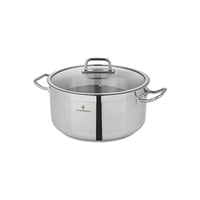 قدر طبخ أطلس استيل تركي غطاء زجاج مقاس 26 سم