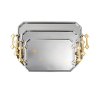 طقم صواني تقديم 3 قطع فضي ذهبي