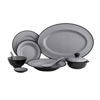 طقم عشاء ميلامين 40 قطعة 6 أشخاص لون رمادي