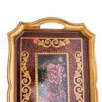 صينية تقديم خشب لون بني مع ذهبي 40 سم