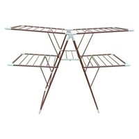 منشر للغسيل من المعدن يحتوي على رفين لون خشبي