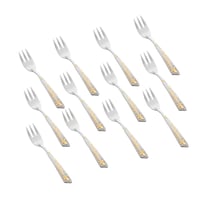 طقم شوكة حلا ستيل مع ذهبي 12 قطعة