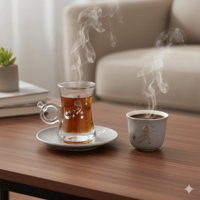 طقم فناجين شاي وقهوة 18 قطعة لون رمادي فضي