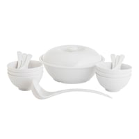 طقم شوربة ميلامين 15 قطعة 6 أشخاص لون أبيض