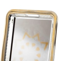 صينية تقديم إستيل مستطيلة لون فضي ذهبي منقوش مقاس...