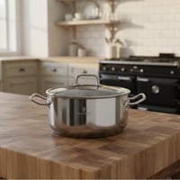 قدر طبخ أطلس استيل تركي غطاء زجاج مقاس 16 سم