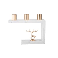 شمعدان ثلاثي ذهبي رخامي مستطيل