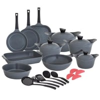 طقم قدور جرانيت لاهويا 23 قطعة رمادي