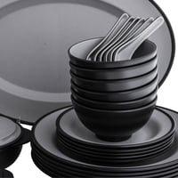 طقم عشاء ميلامين 40 قطعة 6 أشخاص لون رمادي