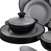 طقم عشاء ميلامين 40 قطعة 6 أشخاص لون رمادي