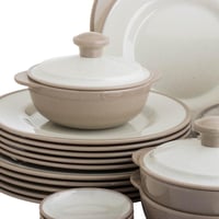 طقم عشاء ميلامين 57 قطعة 6 اشخاص لون بيج