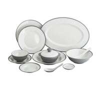 طقم عشاء ميلامين 57 قطعة 6 اشخاص لون رمادي