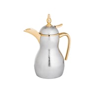 ترمس دلة هوست الفاخرة للقهوة بتصميم فضي مع ذهبي سع...