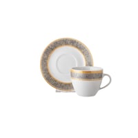 طقم سفرة بورسلين 47 قطعة فضي ذهبي