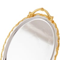 طقم صواني بيضاوي ستيل فضي ذهبي 3 قطع