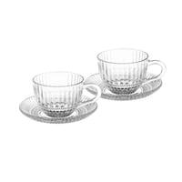 طقم أكواب شاي مع صحون زجاج شفاف - 12 قطعة 230 مل