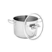 قدر طبخ عميق أطلس استيل تركي غطاء زجاج مقاس 28 سم