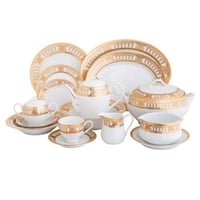 طقم سفرة بورسلين ياباني مطلي بالذهب 95 قطعة