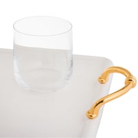 طقم صواني تقديم فاخر 3 قطع أبيض مع الذهبي