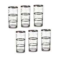 طقم كاسات ماء زجاج تركي فضي 6 قطع حفر فضي