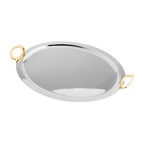 طقم صواني تقديم فاخر 3 قطع نيكل مع ذهبي