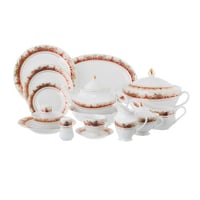 طقم سفرة بورسلين مطلي ذهبي 100 قطعة