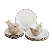 طقم عشاء ميلامين 24 قطعة 6 أشخاص لون بيج