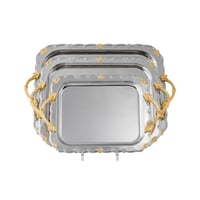 طقم صواني تقديم 3 قطع نيكل ذهبي