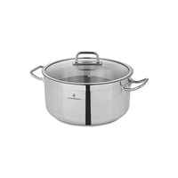 قدر طبخ أطلس استيل تركي غطاء زجاج مقاس 16 سم