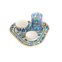 طقم تقديم شاي وقهوة زجاج تركي 4 قطع بألوان عصرية