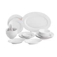 طقم عشاء ميلامين 25 قطعة 4 أشخاص لون أبيض